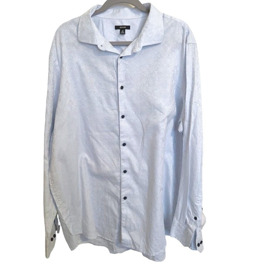 ALFANI‎ BUTTON DOWN SIZE XXL LIGHT BLUE BLACK BUTTONS PINSTRIPE
